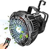 Fxexblin Camping Fan for Tent 2 in 1 Hanging Ceiling Fans Camp Light Remote Control USB Rechargeable Portable Lantern Power B
