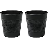 happimess HPM1111A-SET2 Riley Modern Classic Hammered Steel Accent 2 Gal Waste Bin for Kitchen, Office, Bathroom, Bedroom, Dorm, Matte Black (Set of 2)