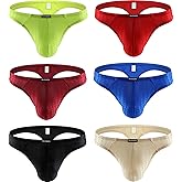 Hanhepee Men's Shining Thong Underwear Stretch T-back Low Rise Hipster Mens Under Panties Sexy