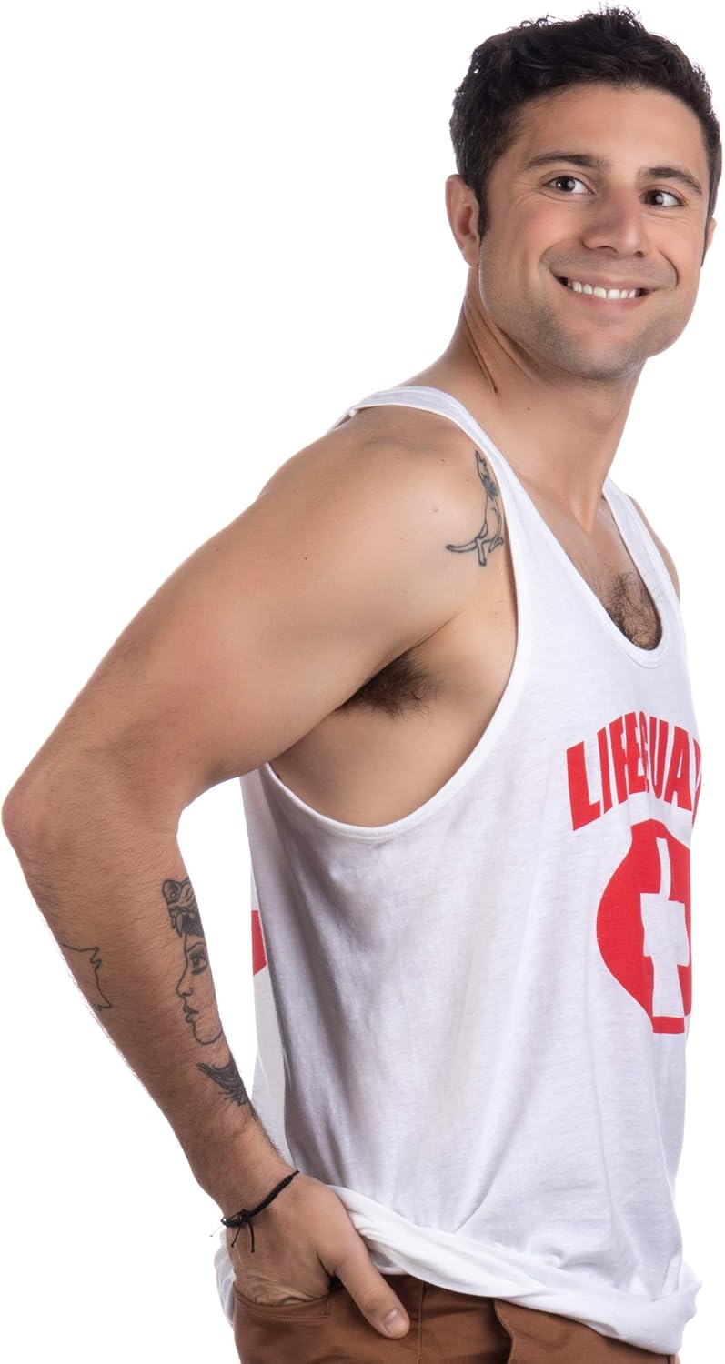 Lifeguard | White Adult Unisex Lifeguarding Fitted Unisex Tank Top: Clothing