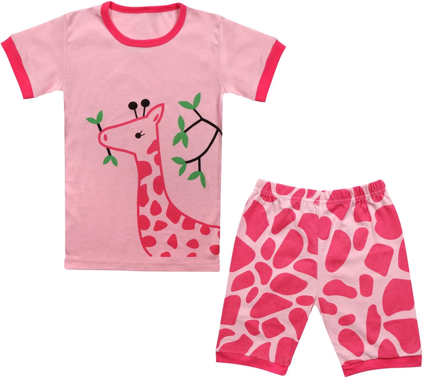 Tkala Girls Pajamas Children Clothes Set Deer 100% Cotton Little Kids Pjs Sleepwear (6, 1-Pink)