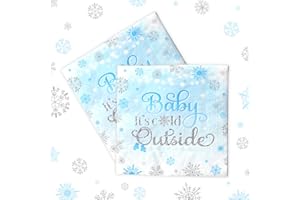 CMUSKO Baby It’s Cold Outside Baby Shower Decorations-40Pcs Blue Baby Shower Napkins Winter Wonderland Snowflake Paper Napkins Baby It’s Cold Outside Party Supplies for Boy (Blue)
