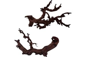 FISCAPE 6-8" Natural Driftwood for Aquarium Drift Wood Decor for Fish Tank & Reptiles Tank Decoration 2 Pcs
