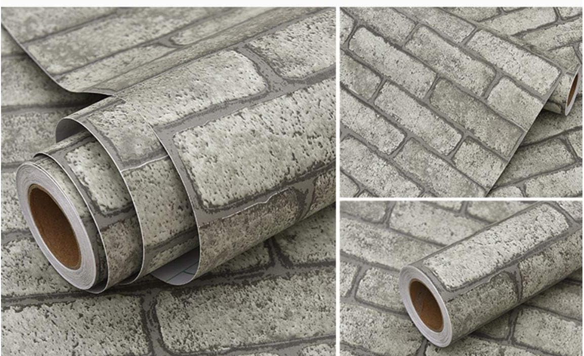 Wallpaper Rolls for Walls 3D Vintage Wallpaper Stone Brick Effect Tumbled Brick Mortar Tuscan by The Yard Stone Brick Wall (Stone Brick - 6711)