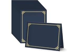 BELLE KR® Blue Certificate Holders 8.5 x 11, 50 Pcs - Diploma Cover Can be Used as Award Certificate Covers with Gold Foil Border for Letter Size 8.5" x 11" Certificates, Cardstock and Documents