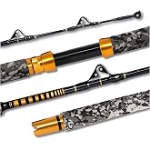 Fiblink 1-Piece Saltwater Offshore Trolling Rod 6-Feet Big Game Rod Conventional Boat Fishing Pole