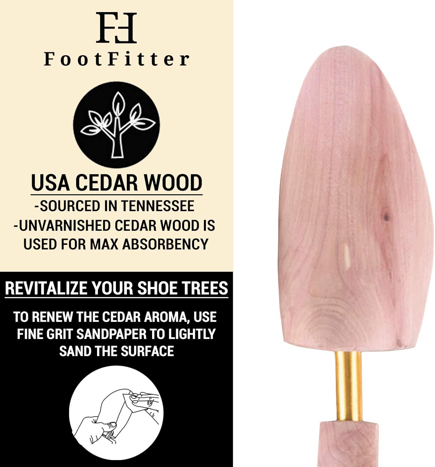 FootFitter Western Cedar Boot Tree - Best Shoe Trees for Western Cowboy Style Boots with USA Wood - CW12: Shoes