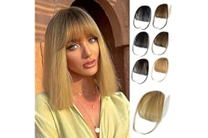 NAYOO Bangs Hair Clip in Bangs 100% Real Human Hair Extensions Wispy Bangs Clip on Air Bangs for Women Hairpieces Curved Bangs (Ash Blonde, Wispy Bangs)