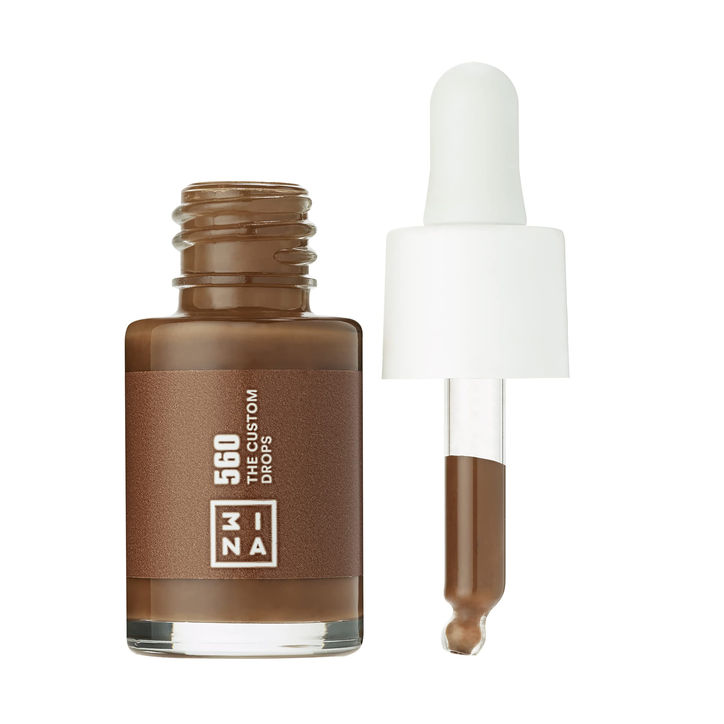 3INA MAKEUP - The Custom Drops 560 - Utra dark brown Foundation Drops Mixer to match Make-up Skin Tone - Mattifying Formula