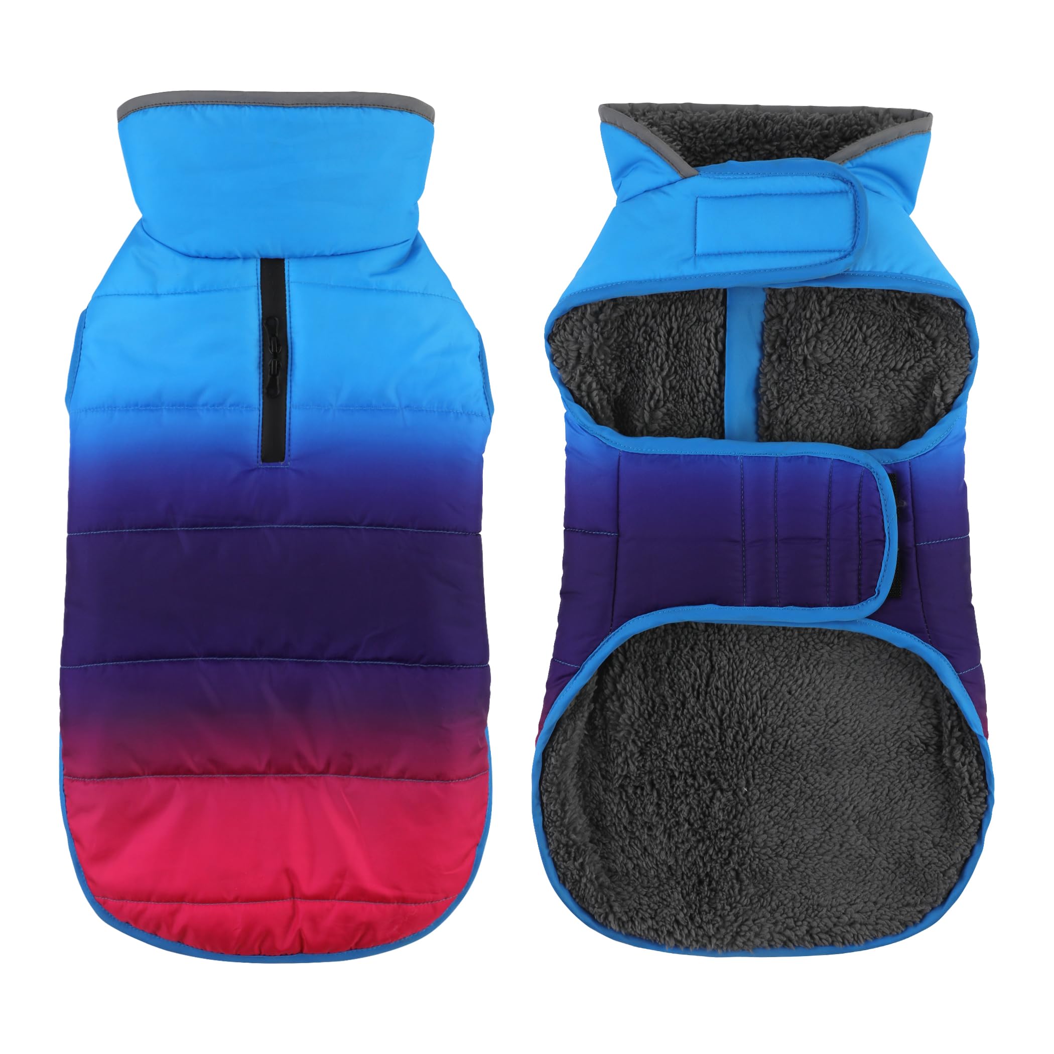 Petglad Dog Winter Coat, Waterproof Dog Jacket with Leash Hole, Reflective Adjustable Pet Snow Vest, Warm Fleece Sweater for Small Medium Large Dogs - Gradient Blue, 3XL Image