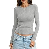 EasyGala Womens Ribbed Cotton Long Sleeve Shirts Basic Crewneck Tee Fitted Going Out Tops Underscrub Fall Fashion 2026