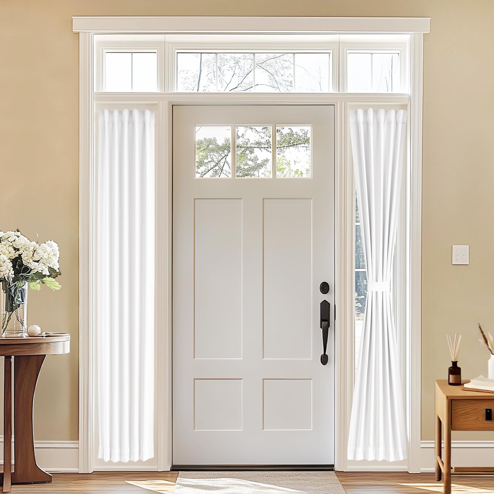 Photo 1 of 1 SINGLE PANEL, Vatge Sidelight Curtains for Front Door, 12 Inch Wide Narrow Window Curtains for Side Door, 1 Panel, W12 x L80, Pure White