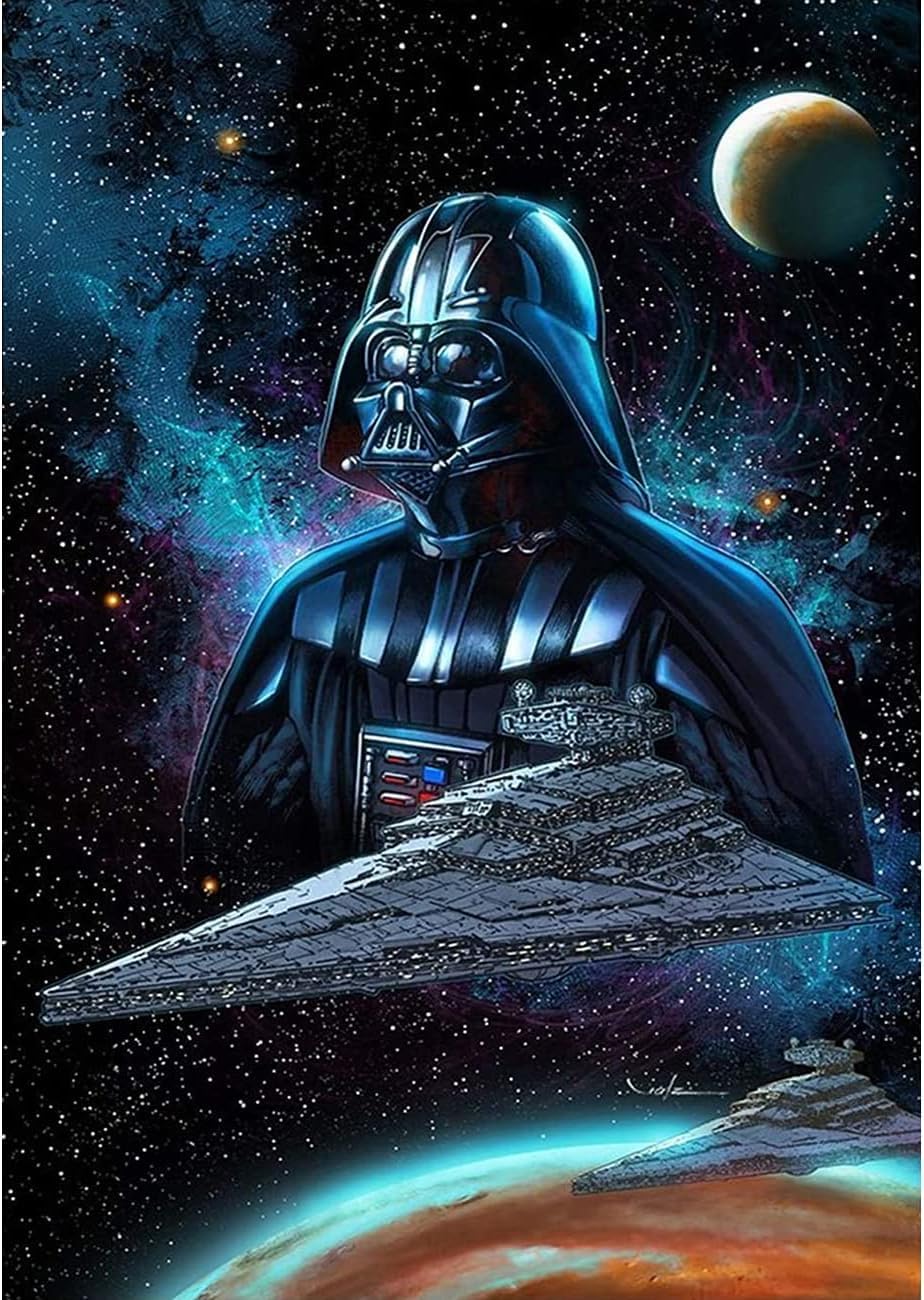 Miotlsy 5D diamond painting kit by number on canvas, Darth Vader Full Drill Crystal Rhinestone Embroidery for interior decoration crafts art collection murals, for Home Wall Decor
