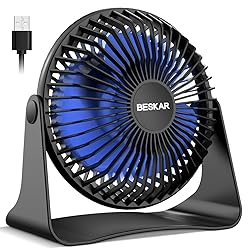 BESKAR USB Small Desk Fan, Portable Fans with 3
