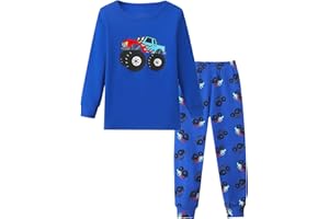 Mikrdoo Boys Pajamas 2-Piece Tagless Snug-Fit Cotton PJs Set Soft Cozy Long Sleeve Top and Pants Sleepwear Size 2-12 Years