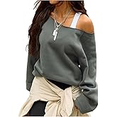RoseSeek Women's Off The Shoulder Sweatshirts Loose Pullover Sweatshirt Streetwear Tops