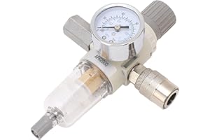 Air Filter Pressure Regulator 2 in 1 0 to 150 PSI 1/4 Inch NPT Port with 3/8 Inch Ball Valve ABS Construction for Pneumatic T