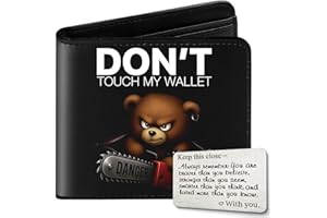 TAWAZI Kids Wallet for Boys with Card, Teen Boys Wallet for Kids Ages 4-5-6-7-8-9-10-11-12-13-14-15-16, Leather Wallet for Teen Boy, Dont Touch My Wallets - Teenage Teenager Youth Gifts Christmas Birthday