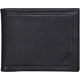 Nautica Men's Bifold Leather Wallet | RFID Blocking | ID Window | Card Slots | Organization | Durable | Stylish