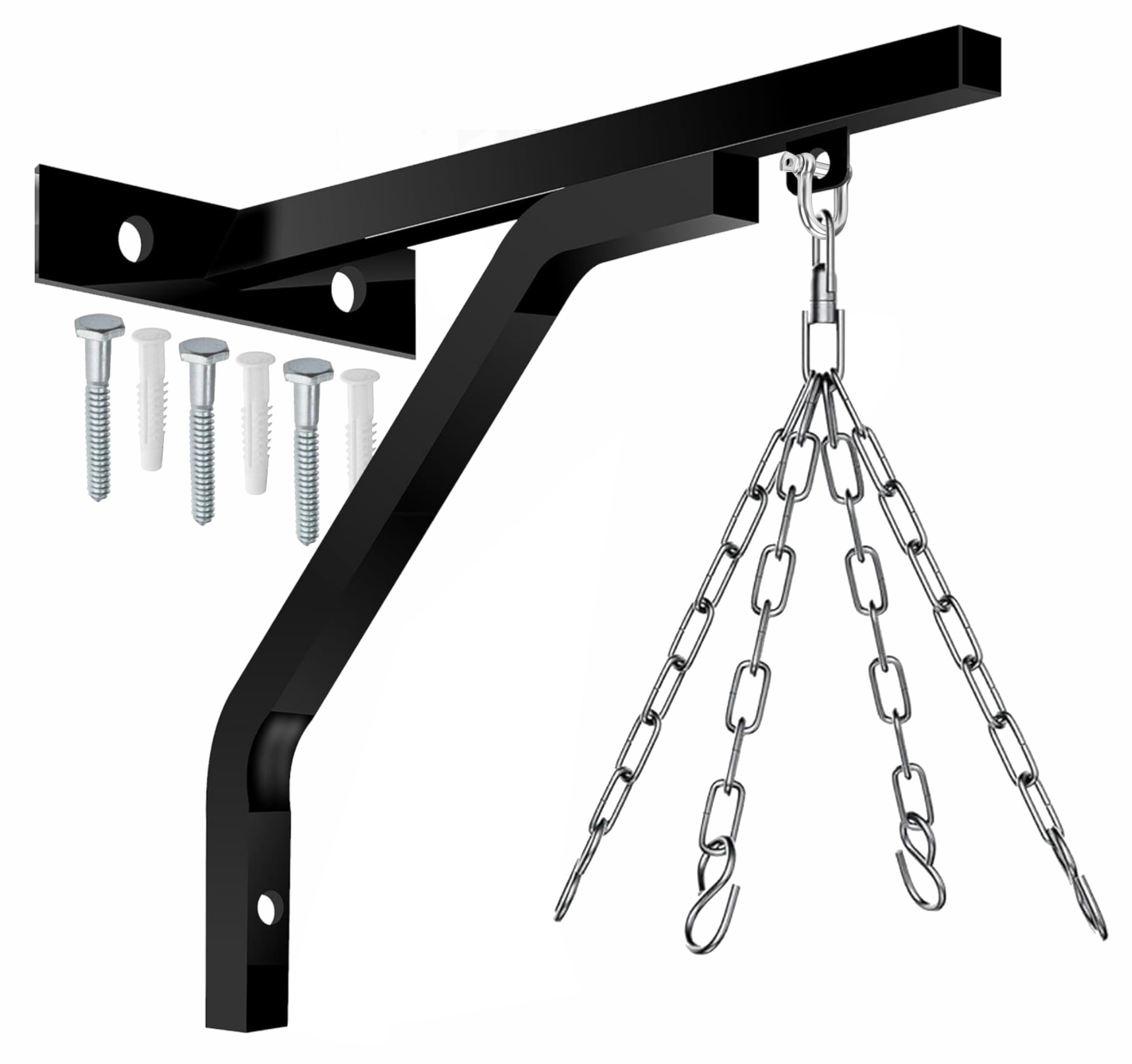 ONEX Heavy Duty Punch Bag Wall Bracket with Chain – 3ft Steel Punching Bag Hanger | Boxing Wall Mount for MMA, Kickboxing, Home Gym – Includes D-Shackle, Swivel Hook – Up to 100kg Load