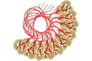 Alipis Fortune Coins Feng Shui Hanging Decorations 10 Sets Red String Chinese Style New Year Pendant Wall Ornament for Prospe
