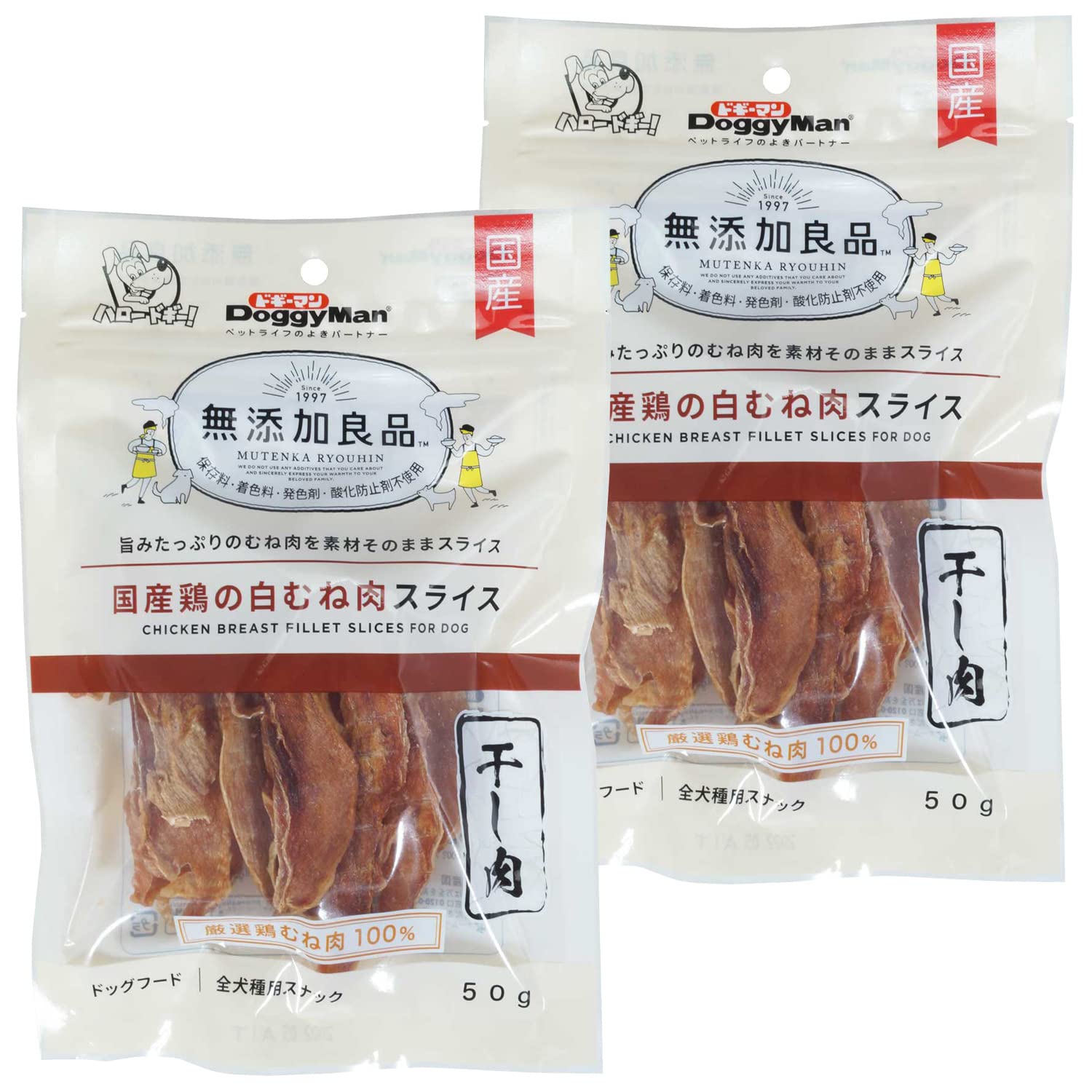 ドギーマン 犬用おやつ 無添加良品 国産鶏の白むね肉スライス 50g×2個セットの商品画像