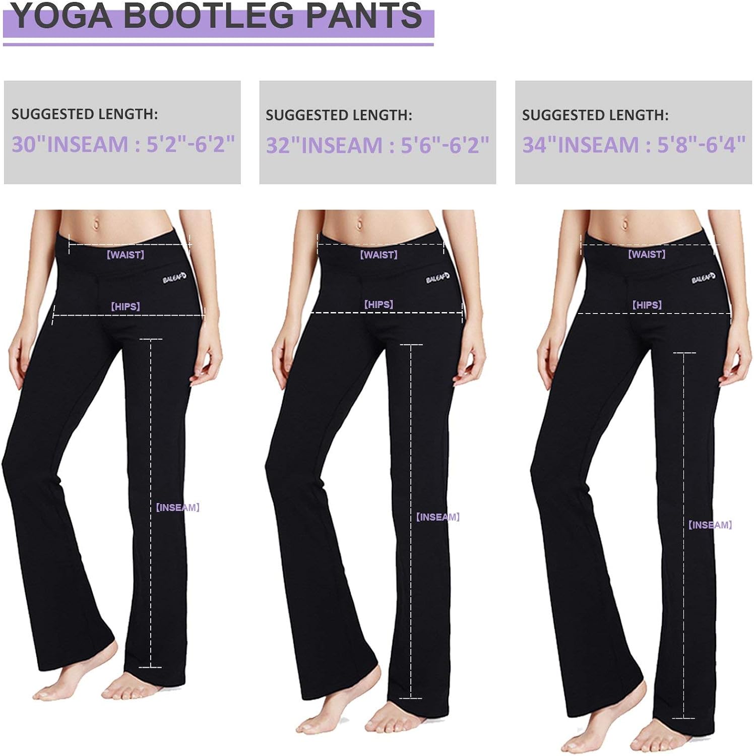 BALEAF Women's Bootcut Regular/Tall High Waisted Yoga Pants Bootleg Jazz Cotton Pants : Clothing
