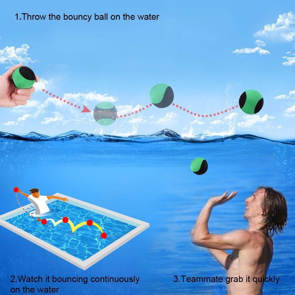 ixaer Funny Pro Water Bouncing Ball Surf Skimming Jumper Pool Sport Ball/Water Bouncing Ball for Pool & Sea/ Water Runner Skipping Ball/ Wave Runner/Fun Water Sports Game. (Red)