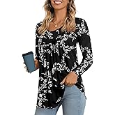 LONGYUAN Women's Long Sleeve Casual Tunics Tops 2026 Winter Loose Shirts Flare Blouse Comfy Elastic Cute