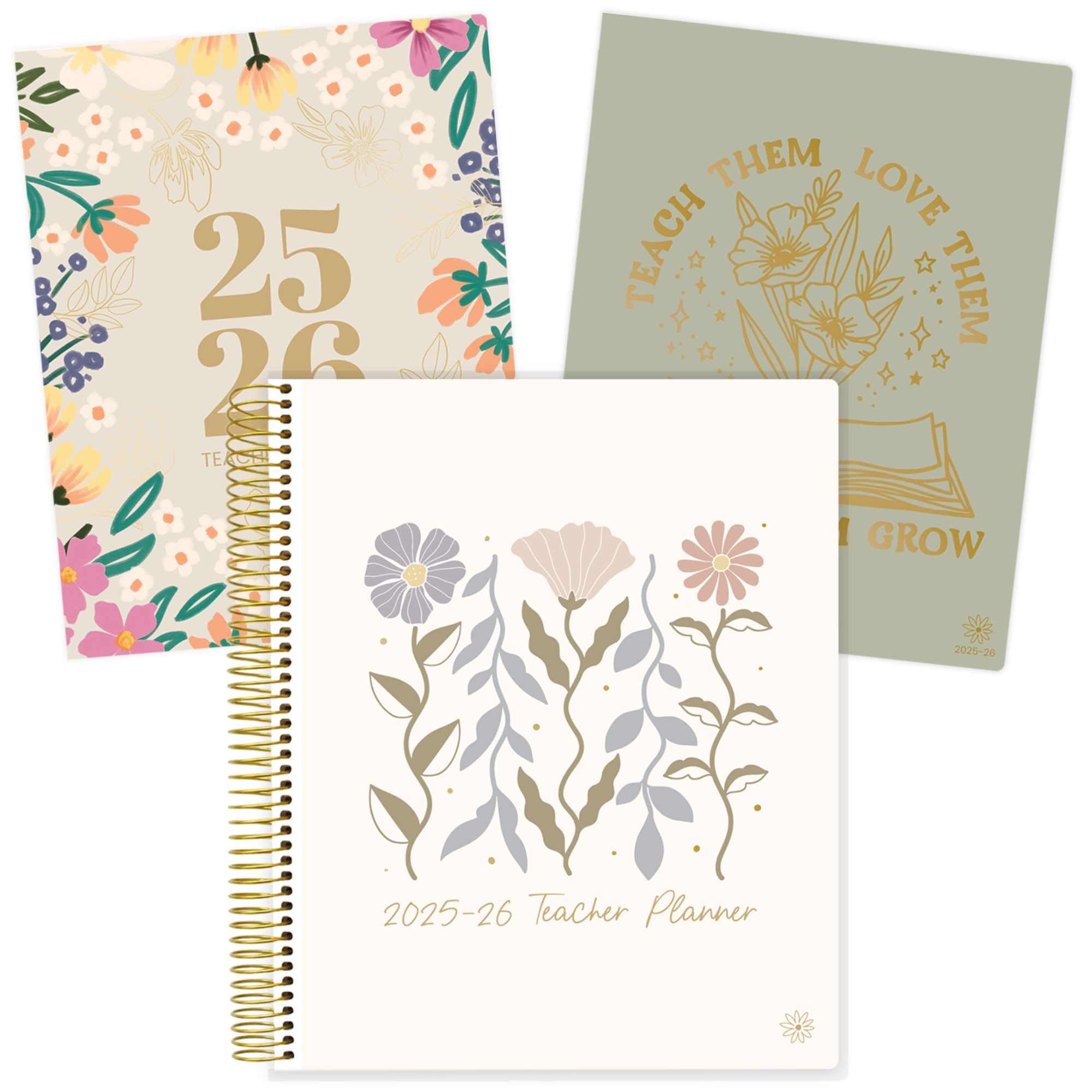 Photo 1 of bloom daily planners 2025-2026 Academic Year Teacher Planner & Calendar - 7 Period Lesson Plan Organizer Book for Classroom or Homeschool - 9" x 11" (Interchangeable Cover) - Cool Tones