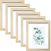 SESEAT 8x10 Picture Frame Natural Woodgrain Set of 6, Display Pictures 5x7 With mat or 8x10 Without Mat