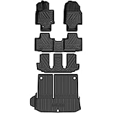 AUTOSAVER88 Floor Mats & Cargo Liner Fit for 2026 2025-2020 Toyota Highlander 7 Seats W/O Subwoofer, All Weather Floor Liners 3 Row Trunk Mat with Backrest Mat Car Mats Full Set Accessories, Black