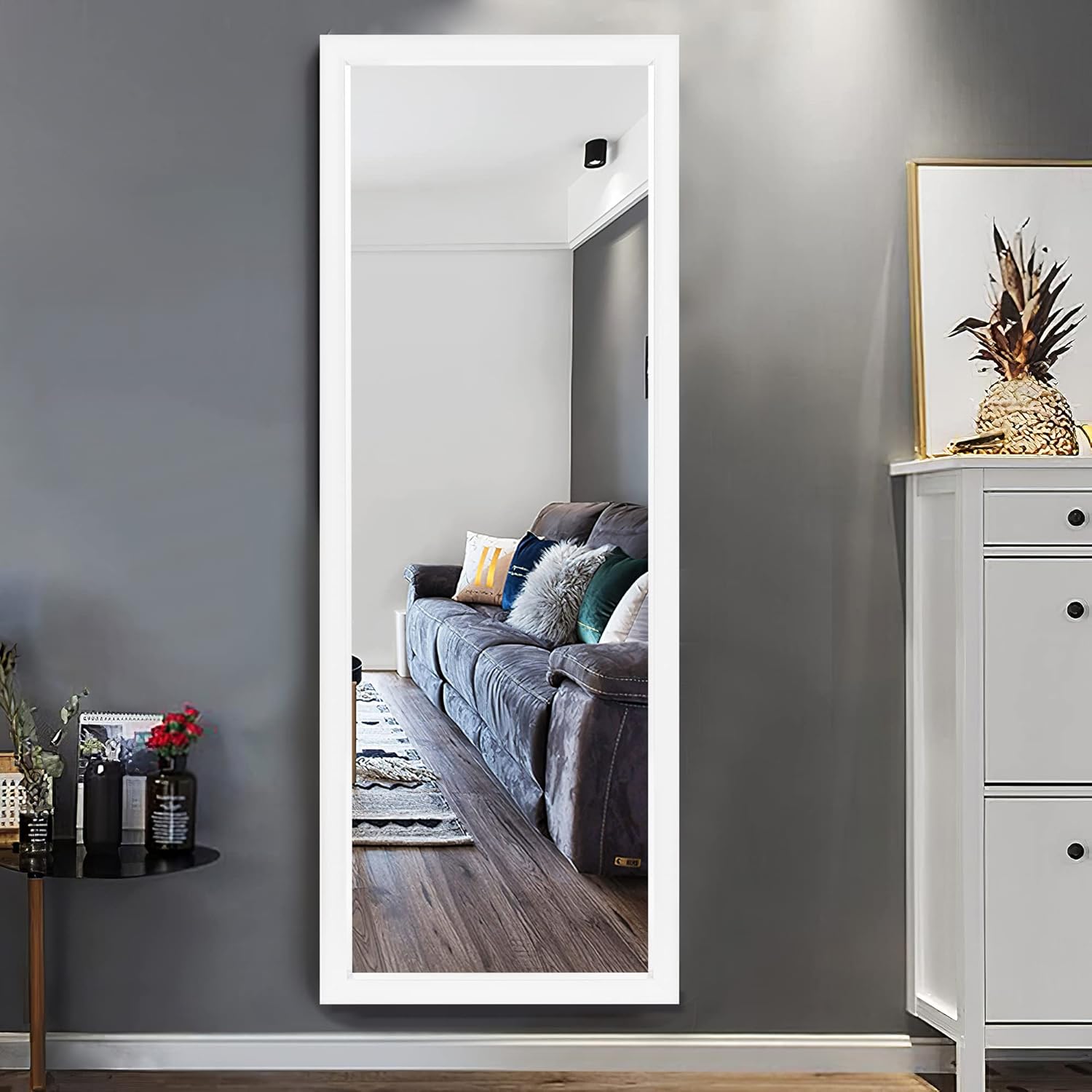 Mirrors - NeuType Wall Mirror Wall Mounted Mirror, Wall Mirror Full Length Decor Mirror Hanging on The Door or on The Wall, Full Length Wall Mirror with Polystyrene Frame for Home Decoration, White 43