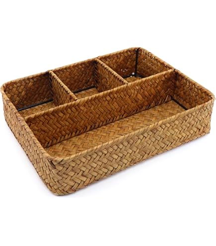 Support En Bambou Pour Sachets De Thé - 4 Compartiments, 25.9x20.1x6.1 Cm - Organisateur De Cuisine, Bureau, Salle De Bain