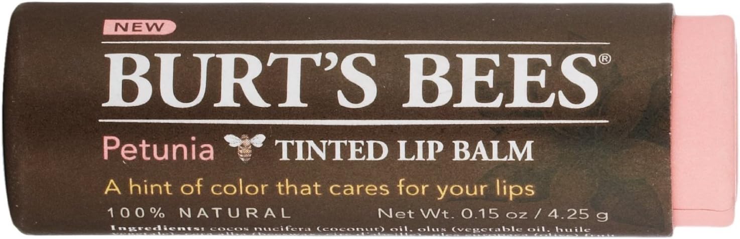 Burts Bees Tinted Lip Balm, Petunia, 0.15 Ounce (3 Pack)