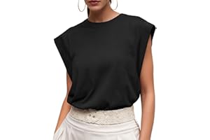 GRECERELLE Cap Sleeve Tops for Women Summer Tank Top Casual Loose Crew Neck Basic Tee Shirts