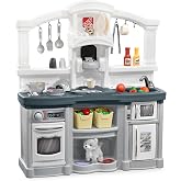 Step2 Fun with Friends Kids Kitchen Playset, Indoor/Outdoor Kitchenette with Lights &amp; Sounds, Durable Plastic, 25-Piece Toy Accessories, Toddlers 2+ Years, Gray