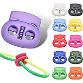 100 Pcs Plastic Cord Locks for Drawstrings Double Hole Spring Stopper Fastener Slider Toggles End for Drawstrings Shoelaces Backpack Lanyard
