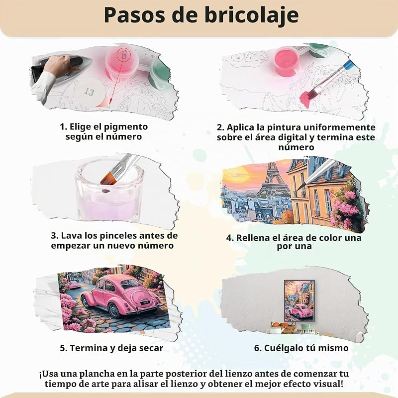 Pintar por Numeros Adultos París al atardecer, DIY Painting by Numbers Kits Cuadros por Numeros, Pintura de Bricolaje Sobre Lienzo con Pinceles Decoración para el Hogar 40x50cm(sin marco) — foto 6 de 7