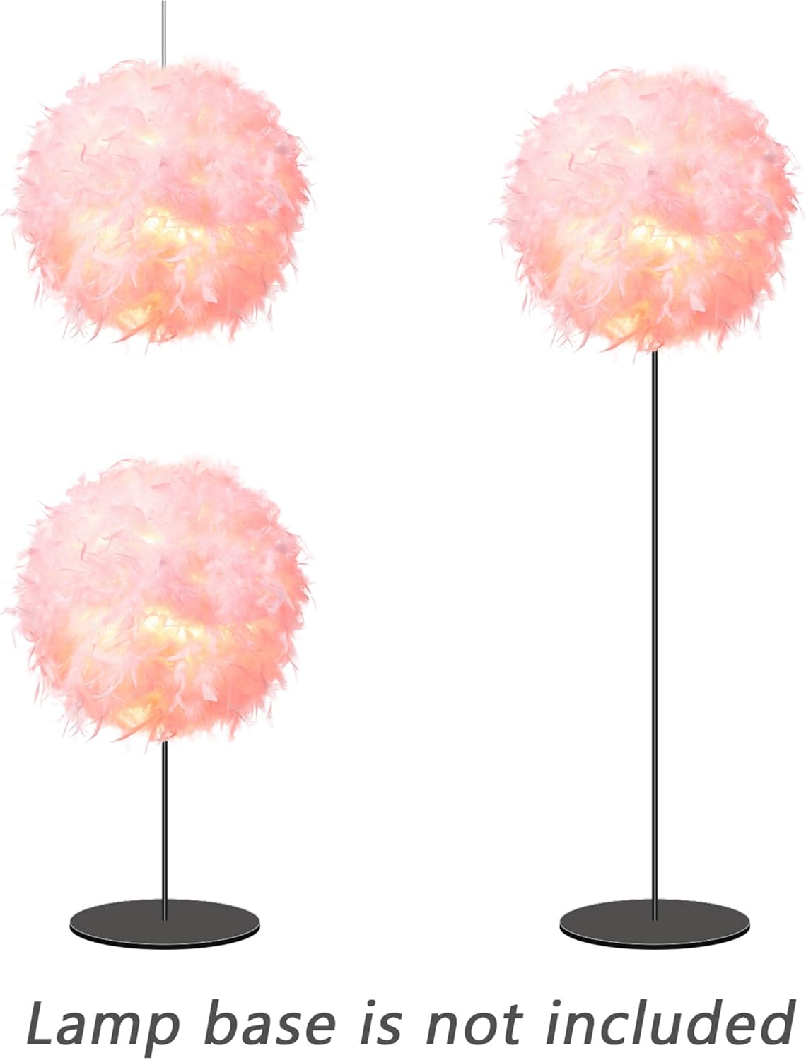 Waneway 40cm Feather Light Shade for Ceiling Pendant Light Fluffy Lamp Shade Lampshade Lightshade for Table Lamp and Floor Lamp Bedroom - Image 5
