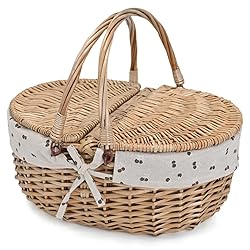 Wicker Picnic Basket with Removable Liner Empty