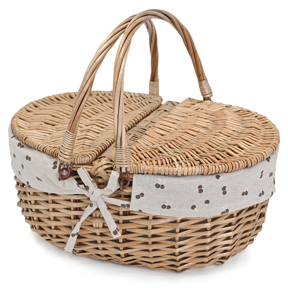 Wicker Picnic Basket with Removable Liner Empty