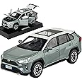 Toy Car RAV4 Model Cars Pull Back Toys diecast Cars 1/32 Metal Collect car with Light and Sound Pull Back for Boys Children Age 3 + Year Old Festival Gift(Green)
