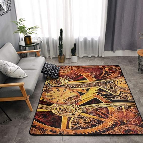 NiYoung - Alfombra para recámara, sala de estar, diseño de engranajes