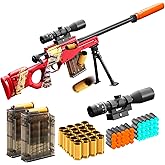 Bsyzyani Realistic Soft Bullet Toy Gun Fake Foam Pellet Blasters Stress Shot Shell Ejecting with Scope Sniper Rifle Dare Prop for Boys Age 8+ 9 10 11 12 Year Birthday Gifts (RED)