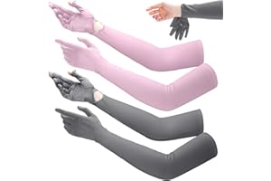Yahenda 2 Pairs Women UV Long Sun Protection Gloves Touchscreen Arm Sun Driving Gloves UPF 50+ for Outdoor Sports Cycling