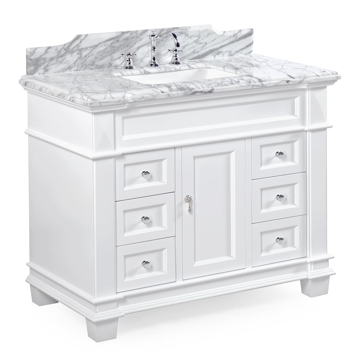 Elizabeth 42inch Bathroom Vanity (Carrara/White) Includes White with Soft Close