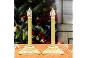 generic Jasneniebo 2 Pack Vintage Christmas Candle -1 Light Electric Window Candle Ivory/Cream Candle Candolier with 4 C7 Bul