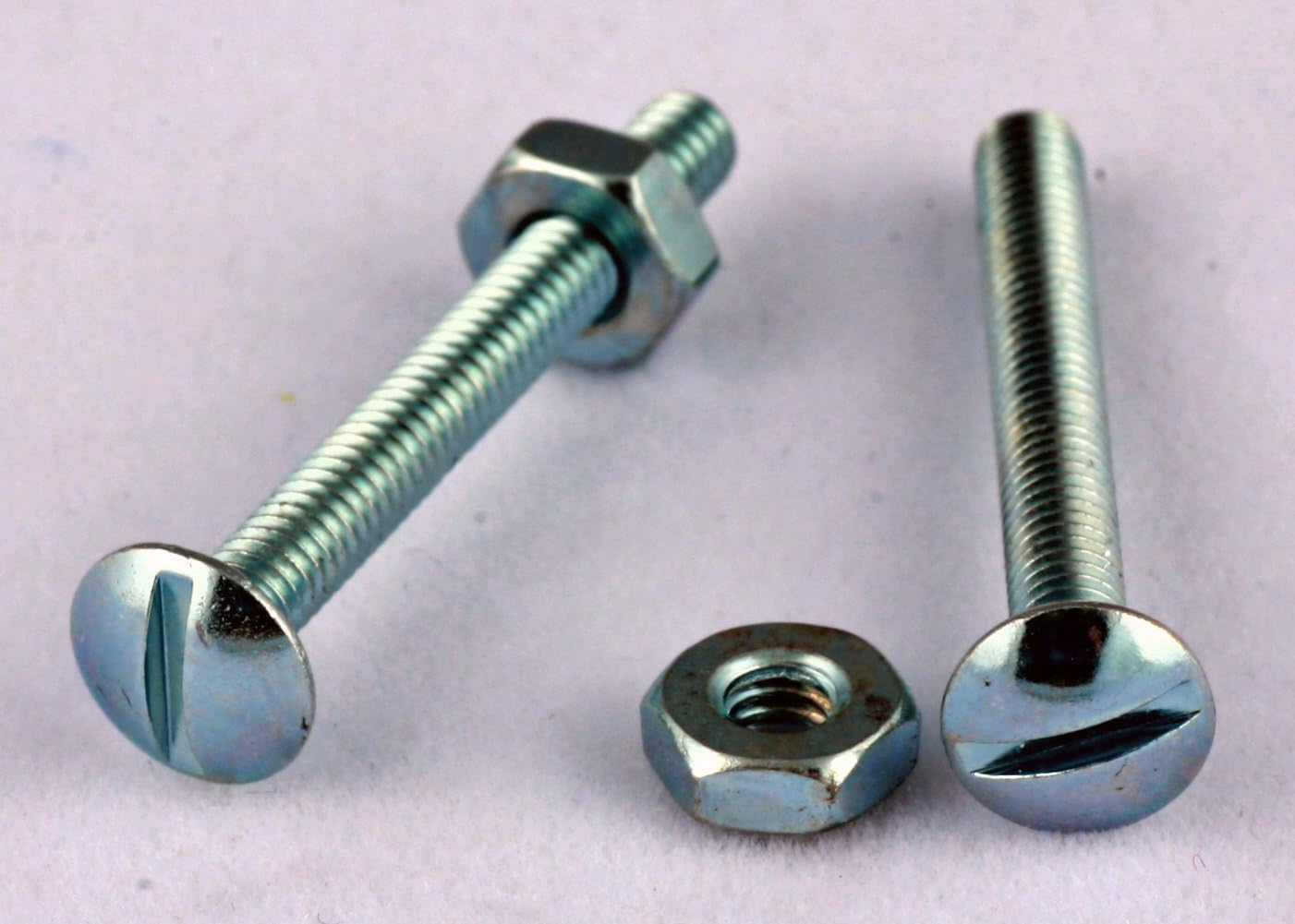 1/420 x 5/8 Slotted Mushroom Head Stove Bolts w/ Hex Nuts Steel Zinc