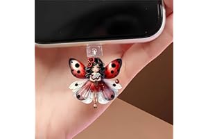 Ladybug Fairy Girl Dust Plug Acrylic Charms for electronic products,Type-C Charging Port Dust Plugs Pendant Compatible with E